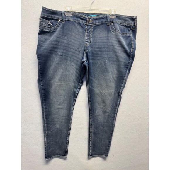Soft and Sassy by Ariya Womens Plus Size Mid-Rise Blue Denim Skinny Jeans 24 - Picture 1 of 11